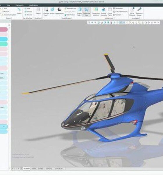 PTC Creo CAD yazılımında modellenen helikopter tasarımı